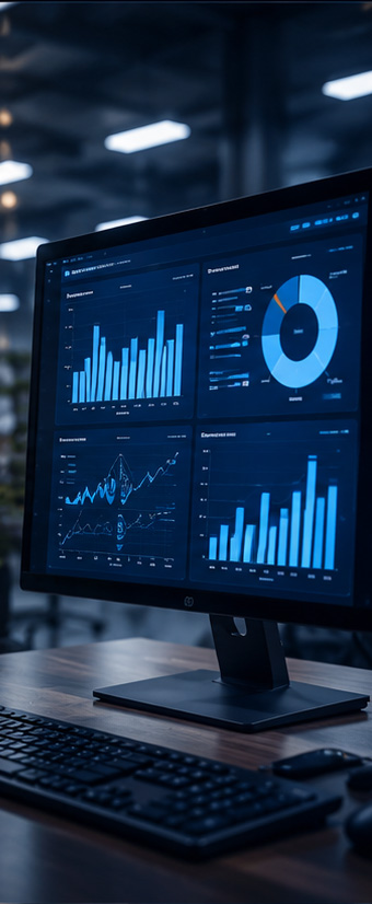 Financial dashboard presented in a boardroom