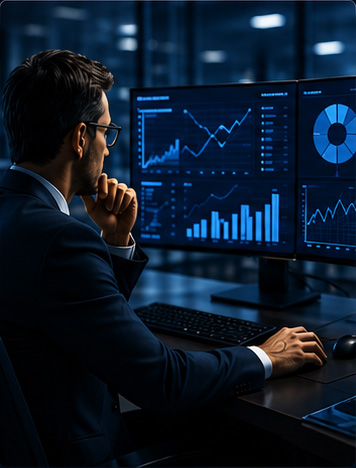 Virtual CFO reviewing business financial performance